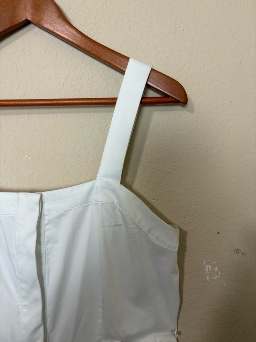 Banana Republic White Sleeveless Cotton Wideleg Cotton blend Jumpsuit Size 8 - Picture 3 of 16